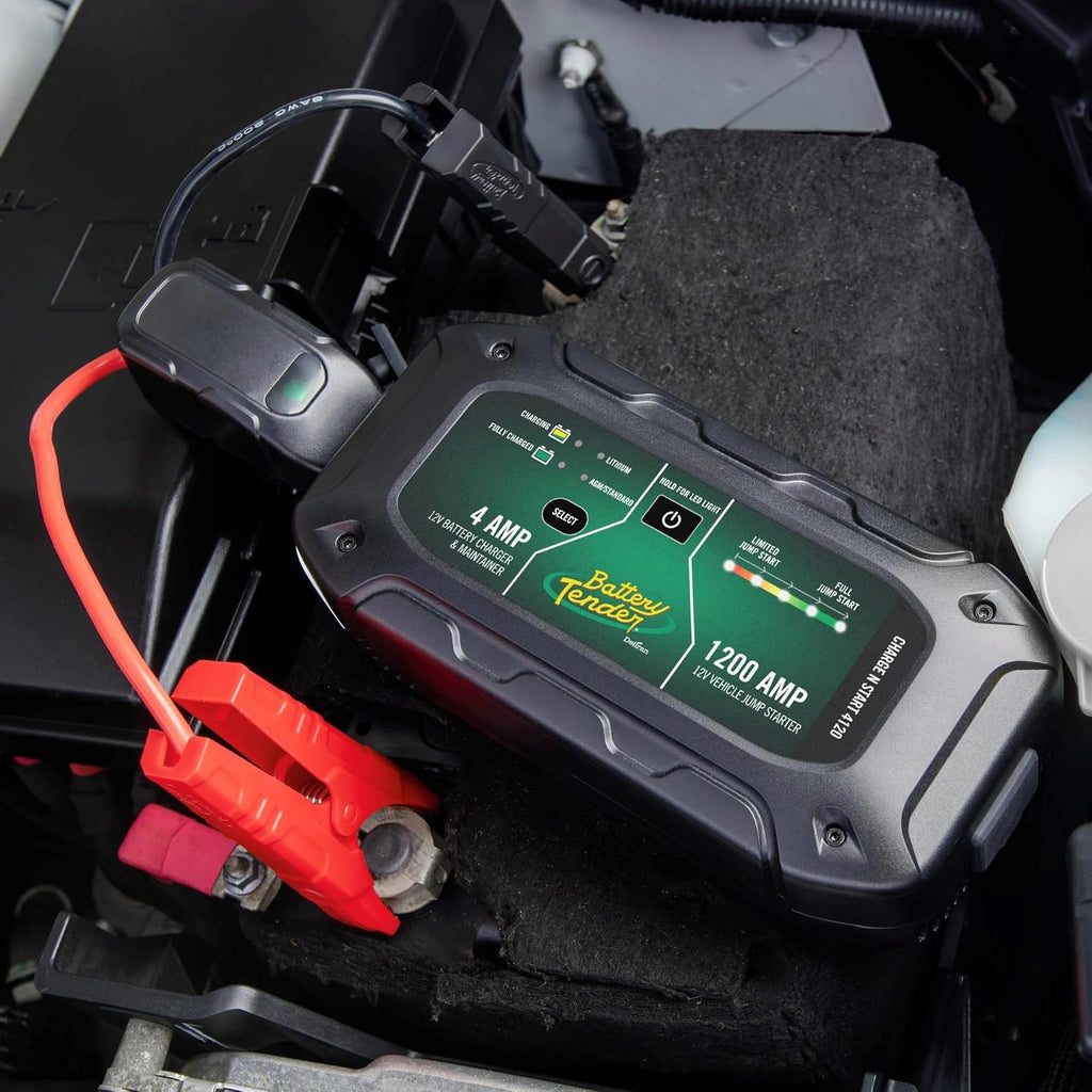Battery Tender Charge N Start 4120 - Smart 12V/4 AMP Battery Charger and 1200 AMP Jump Starter Combo | 2-in-1 Battery Maintainer for Cars, Motorcycles, ATVs (USA Engineered)