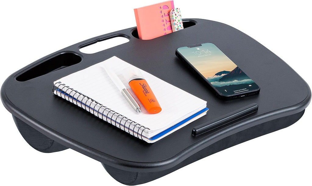 LAPGEAR MyDesk Lap Desk with Device Ledge and Phone Holder - Black - Fits up to 15.6 Inch Laptops - Pack of 12 - Style No. 44008