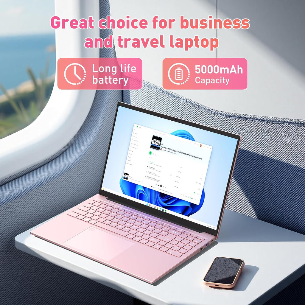 Auusda 16' FHD Traditional Laptop Computers, i3 Processor, WiFi 6 Bluetooth 5.3, Laptops Notebook for Home Office Study, Type-C, Backlit Keyboard, Fingerprint Unlock, Win11 Pro 16GB RAM 1TB SSD Pink