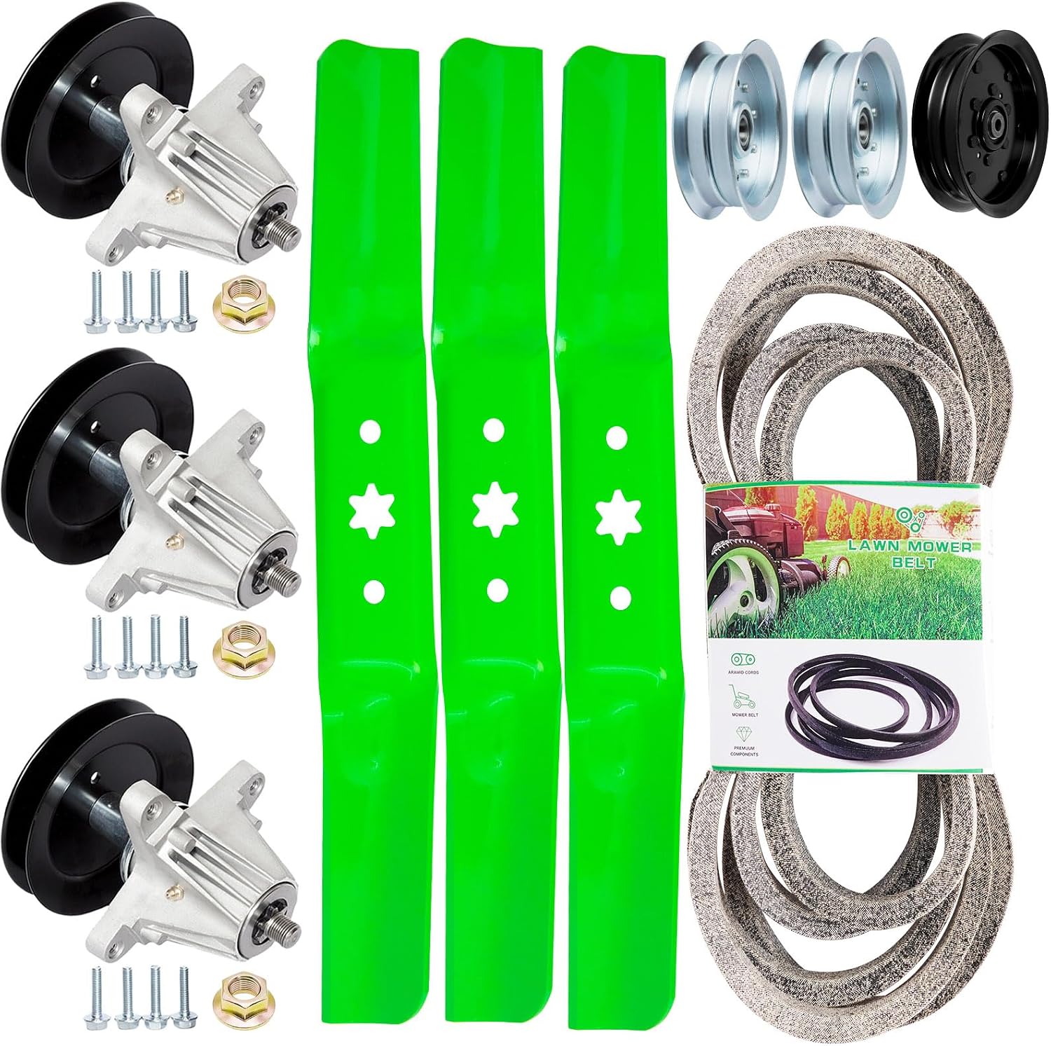54' Deck Rebuild Kit for Troy Bilt Cub Cadet RZT-L54 ZT1-54 XT1-ST54 ZT2-54 XT2-54 Craftsman Z6600 t310 T8400(3)618-06978 Spindle(3)742-05056A Blade(3)Idler GY22082 756-04511B(1)Belt 754-04329