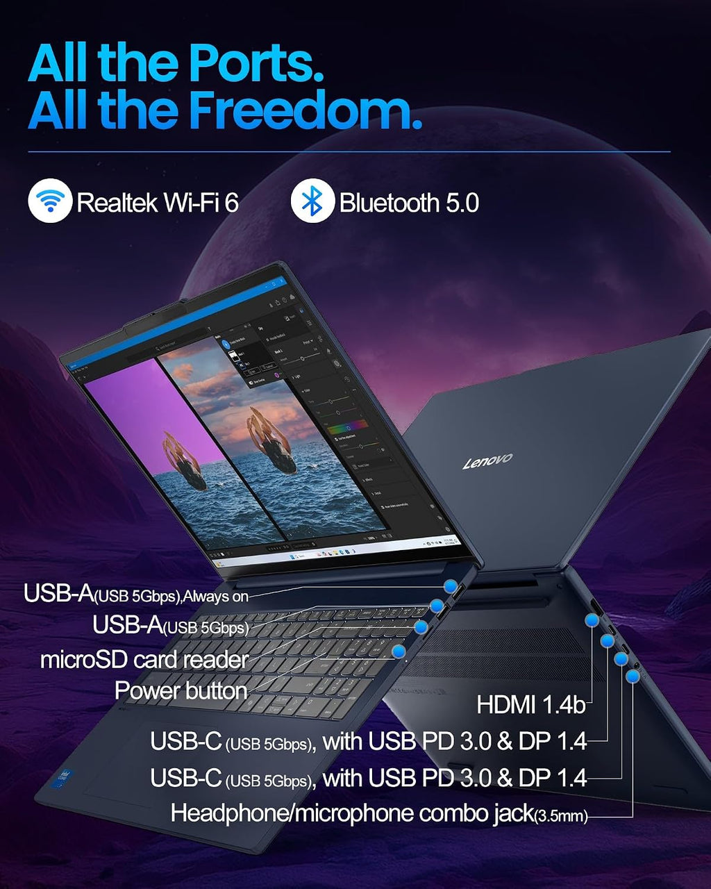 Lenovo IdeaPad Touchscreen Business Laptop - 16 Inch FHD+(1920X1200) - Intel 10-Core 7 240H(Beat Ultra 7 255U) - Facial Login IR Cam - Backlit KB - Win 11 Pro - Redrgon Bundle(32GB DDR5 | 2TB SSD)