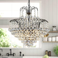 WUZUPS Crystal Chandelier Pendant Flushmount Ceiling Light Modern Lighting Fixture for Bedroom Hallway Bar Kitchen Bathroom, H 17.3' x W 18.9', Black, E12 Base
