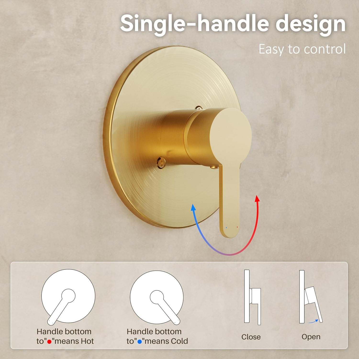 Tub Shower Faucet Set, Tub and Shower Trim Kit with 10 Inch High-Pressure Rian Shower Head,Shower Head and Handle Set, Brushed Gold