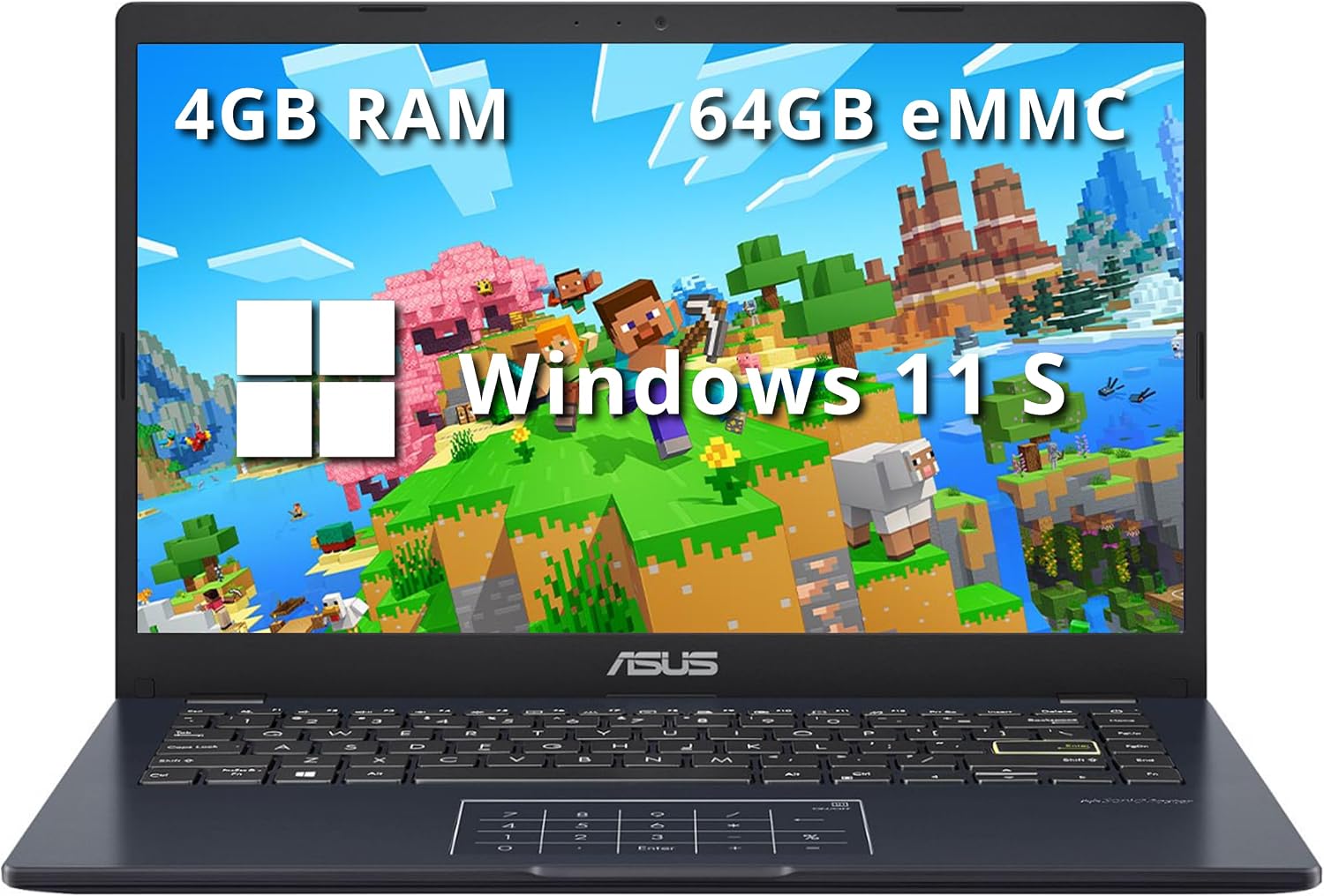 ASUS 14' Laptop, 14' FHD Display, Intel Celeron N4500, 4GB Memory, 64GB eMMC, Touchpad, Webcam, HDMI, Wi-Fi, Windows 11 Home, Quiet Blue (Renewed)