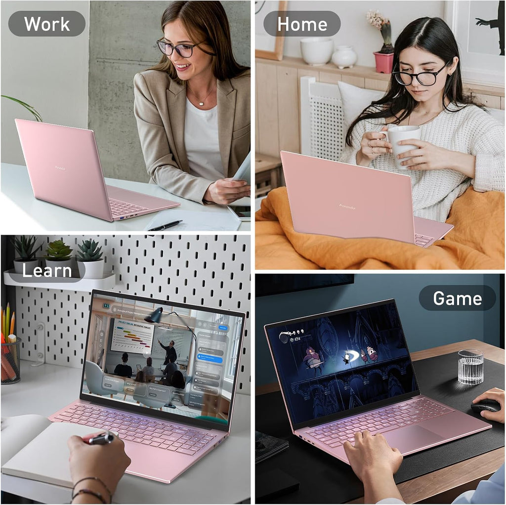 Auusda 16' FHD Traditional Laptop Computers, i3 Processor, WiFi 6 Bluetooth 5.3, Laptops Notebook for Home Office Study, Type-C, Backlit Keyboard, Fingerprint Unlock, Win11 Pro 16GB RAM 1TB SSD Pink