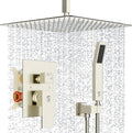 SR SUN RISE 16 Inches Brushed Nickel Shower System Bathroom Luxury Rain Mixer Shower Combo Set Ceiling Mounted Rainfall Shower Head Faucet (Contain Shower Faucet Rough-In Valve Body and Trim)