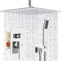 SR SUN RISE 16 Inches Polished Chrome Shower Faucet System Bathroom Luxury Rain Mixer Shower Faucet Set Ceiling Mounted Rainfall Shower Head Set (Contain Shower Faucet Rough-In Valve Body and Trim)