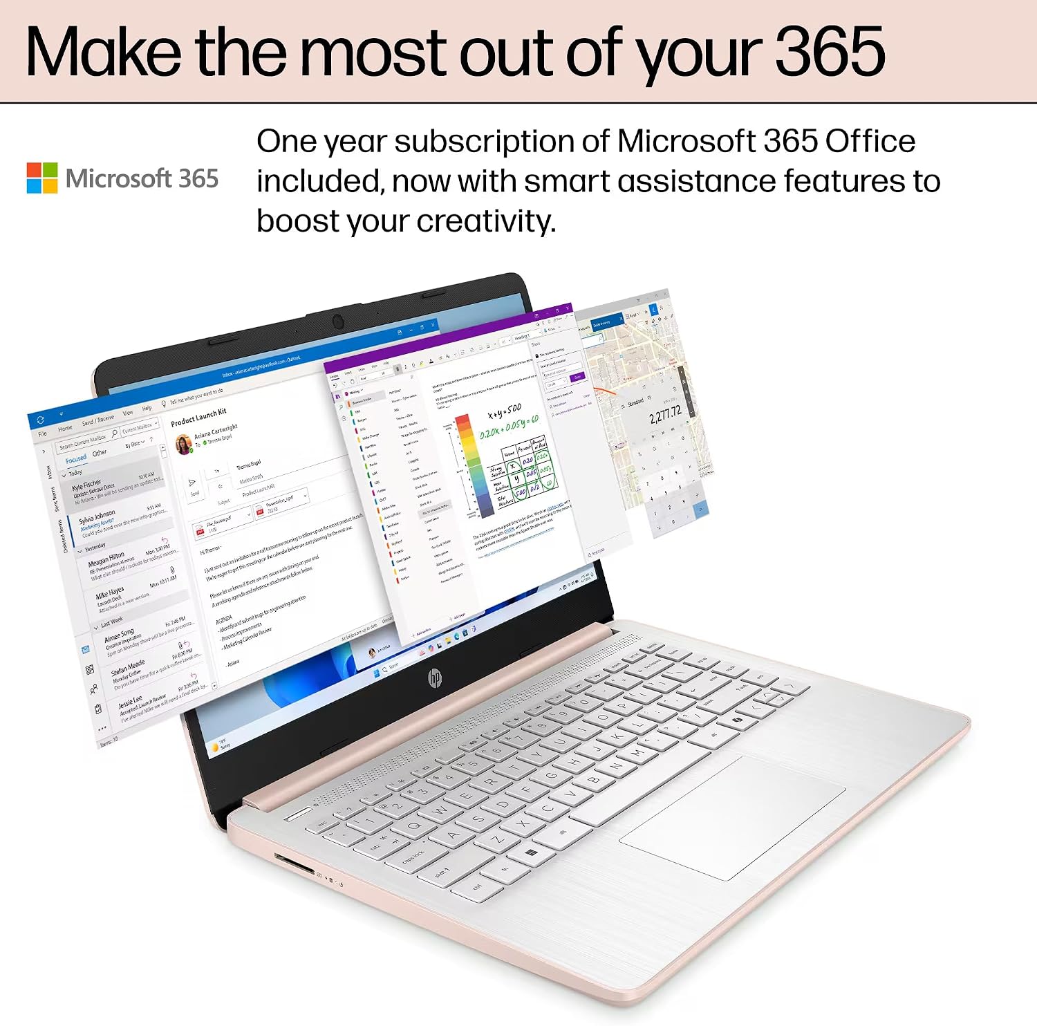 HP 14 Laptop Student Business 2025 Flagship, AI Copilot, 4-Core 13th Gen Intel CPU, 16GB RAM 628GB Storage (128GB UFS+ 500GB Ext), 1-Yr Office 365, Long Battery HubxcelAccessory Win 11S Rose Gold