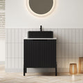 24' Bathroom Vanity with Sink, Modern Bathroom Vanities with 2 Soft-Closing Doors, Freestanding Bathroom Cabinet with Ceramic Basin & Carrara White Counter Top-Colmar, Black