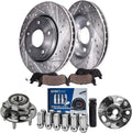 Detroit Axle - Rear Brake Kit for Buick Allure Regal Lacrosse Cadillac XTS Chevy Impala Malibu, Drilled Slotted Brake Rotors Ceramic Brake Pads Wheel Bearing Hubs Wheel Lug Nuts Socket Key Replacement