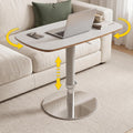 TV Trays for Eating on Couch, Adjustable Height 360° Swivel TV Tray with Saddle Faux Leather Top, Heavy Duty Snack Table for Sofa Bed Recliner, C Shaped Side Table for Laptop Dinner Small Spaces