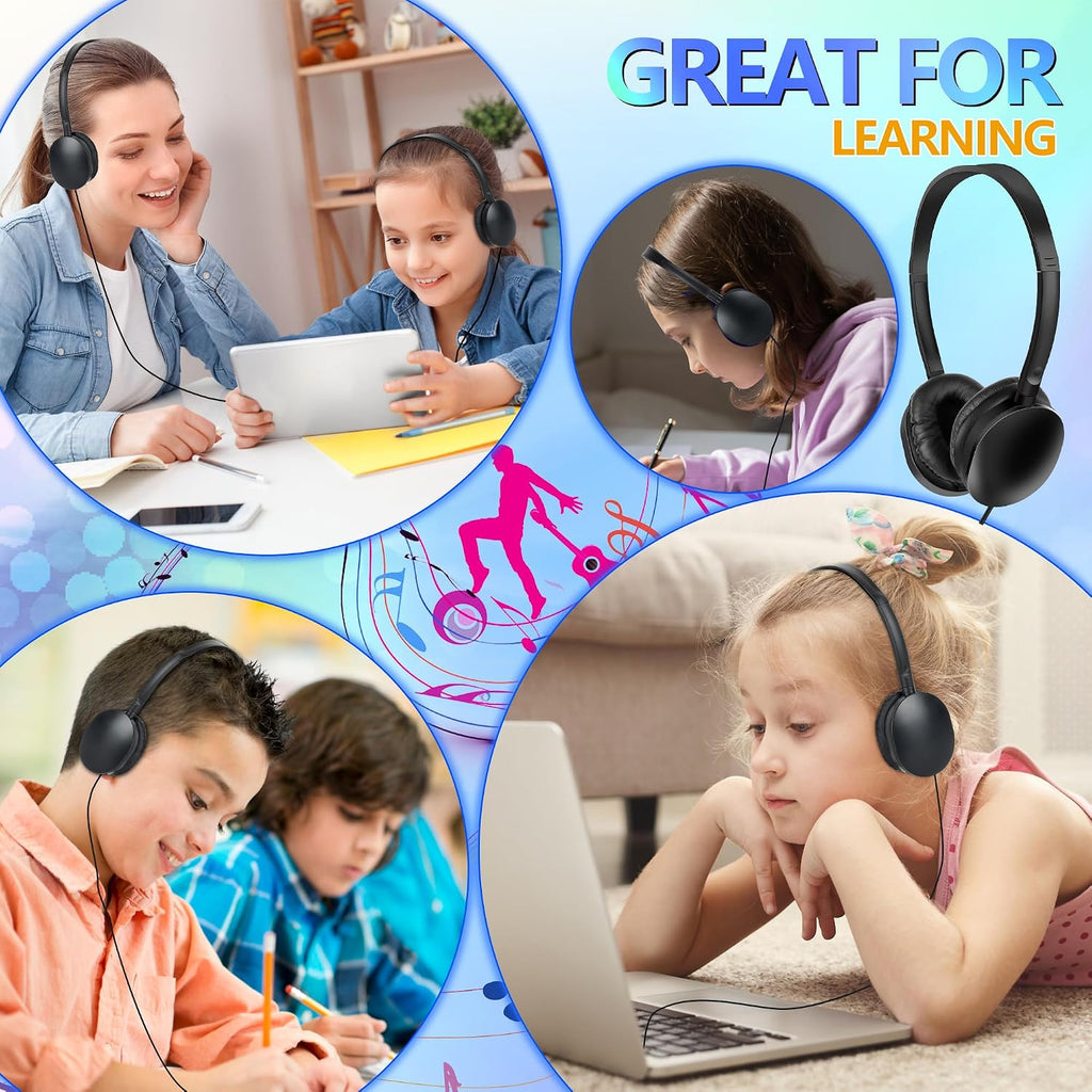 Headphones Bulk 100 Pack for School Classroom School Student Boys Girls Teens and Adult,Computer Earphones Class Set of Headphones for Students Online Lesson and Testing (Black)