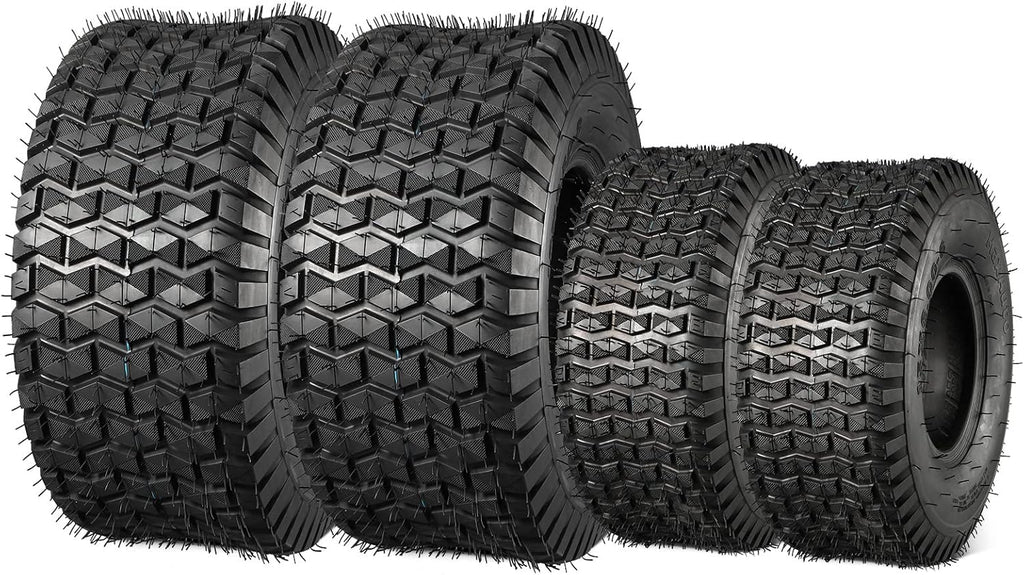 MaxAuto 15x6.00-6 & 20x10.00-8 Lawn Mower Front & Rear Tire Set, 4Ply Tubeless Tire 15x6-6nhs & 20x10x8nhs Truf Tires for Golf Cart, Lawn & Garden Tractor, 4 Pack in 2 Packages