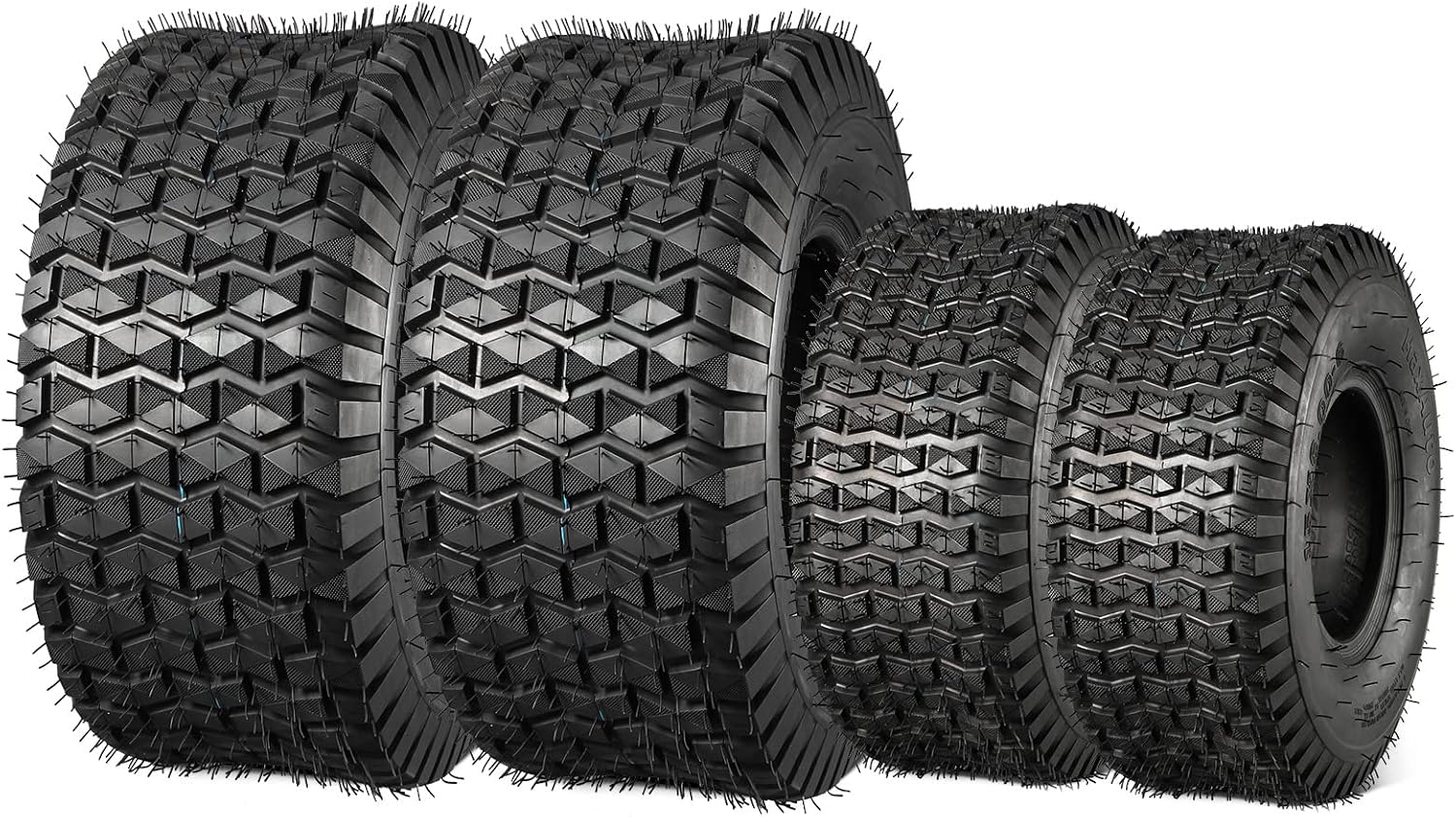 MaxAuto 15x6.00-6 & 20x10.00-8 Lawn Mower Front & Rear Tire Set, 4Ply Tubeless Tire 15x6-6nhs & 20x10x8nhs Truf Tires for Golf Cart, Lawn & Garden Tractor, 4 Pack in 2 Packages