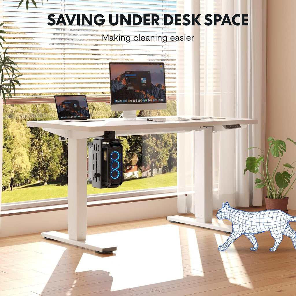 FLEXISPOT EN2 48''x24'' Electric Standing Desk with PC Stand Bundle, One-Piece Desktop, Easy-to-Install Hanging Design PC Mount, Bundle for Home Office, Game & Small Spaces, White