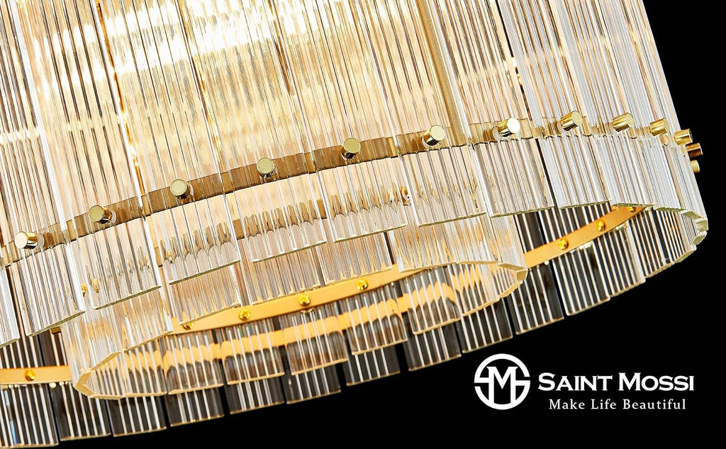 Saint Mossi 22045 Pendant Chandeliers, Mid-Modern Modern Design, Perfect for Living Space, 8 x E12 Sockets, D19'' x H14'', Adjustable Max Height 78', Glass Shade & Gold Finish Metal Frame