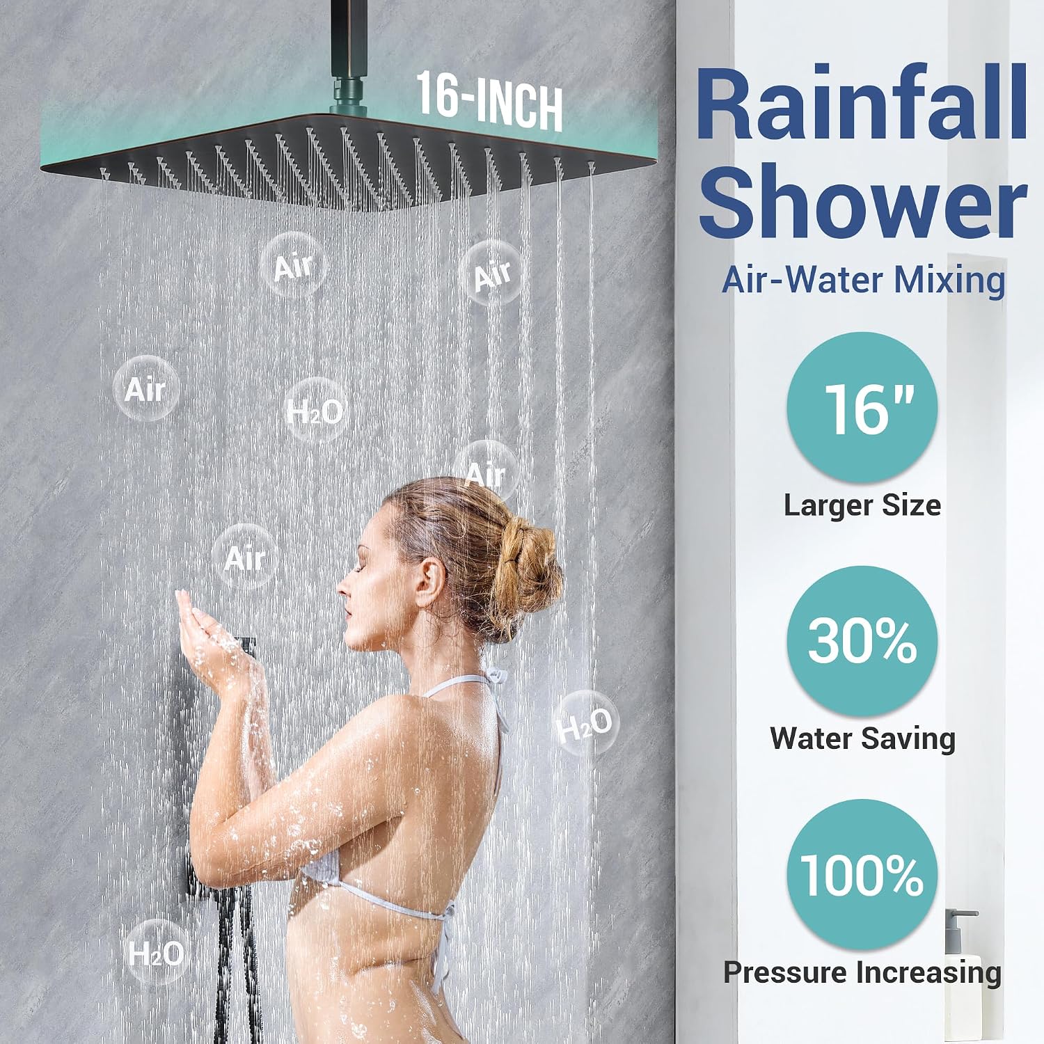 Thermostatic Shower System with 6 Body Jets & 16-Inch Ceiling Rainfall Shower Head, Oil Rubbed Bronze Luxury Full Body Shower Faucet with Handheld Sprayer, Shower Fixtures Set with Valve