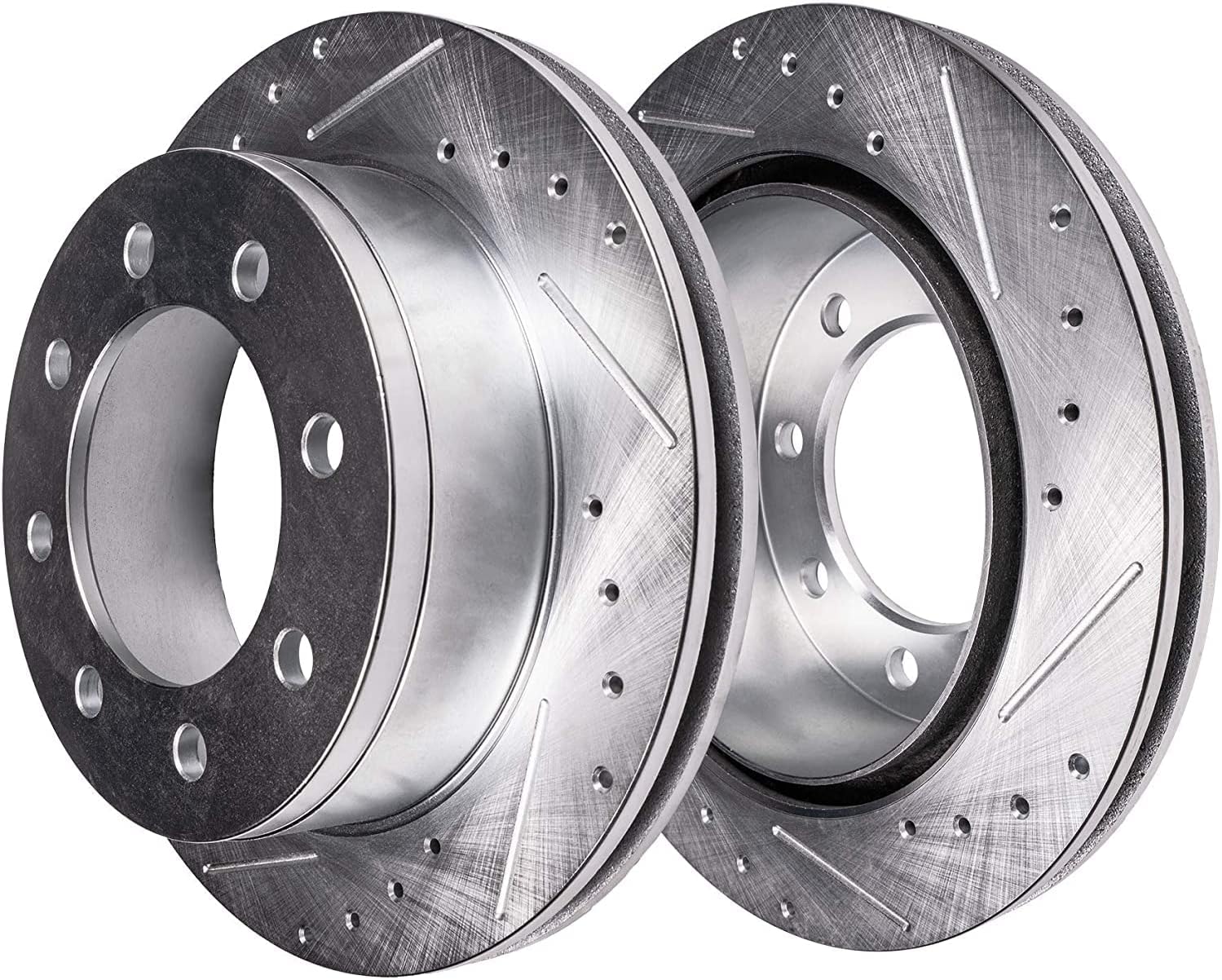 Detroit Axle - Front Brake Kit for 2003-2008 Dodge Ram 2500 3500 Drilled & Slotted Brake Rotors Right Brake Caliper 2004 2005 2006 2007 Replacement [13.9 inch Rotors]