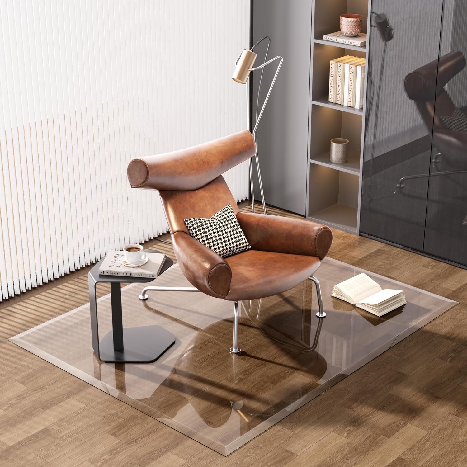 [Tempered Glass] 59' x 47' Beveled Edge Glass Chair Mat with Polished Edge Clear Office Chair Mat, Glides Smoothly, Suitable for Carpet or Hardwood Floors
