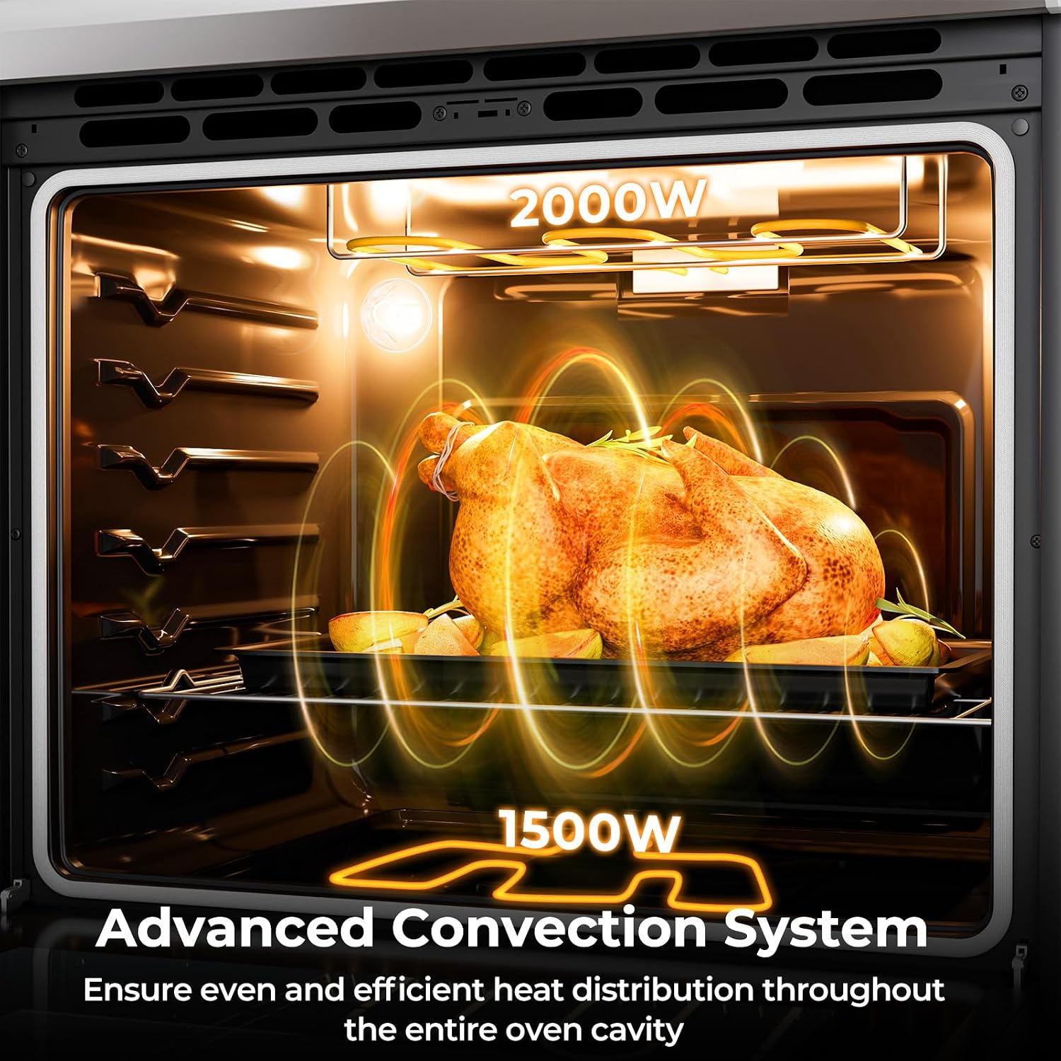 COSTWAY Electric Range, 30 Inch Freestanding & Slide-in Kitchen Stove with 4 Burners Ceramic Cooktop, 5.1 Cu.Ft. Capacity, Stainless Steel Convection Oven with 3 Cooking Modes and 10-120 Mins Timer