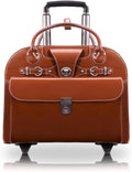 McKlein EDGEBROOK, Top Grain Cowhide Leather, 15' Leather Vertical Wheeled Ladies' Laptop/Computer & Tablet Business Briefcase Bag/Women's Rolling Overnight Travel Bag, Removable trolley case