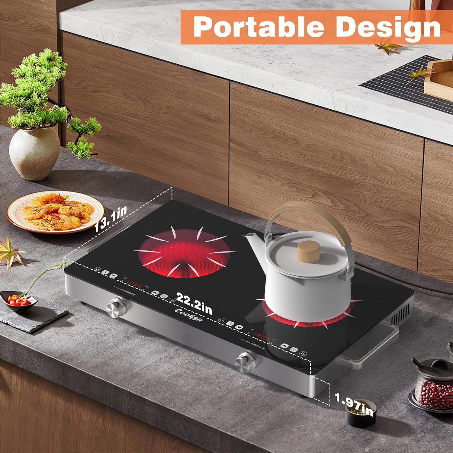 2 Burner Electric Cooktop 24 Inch and 12 Inch