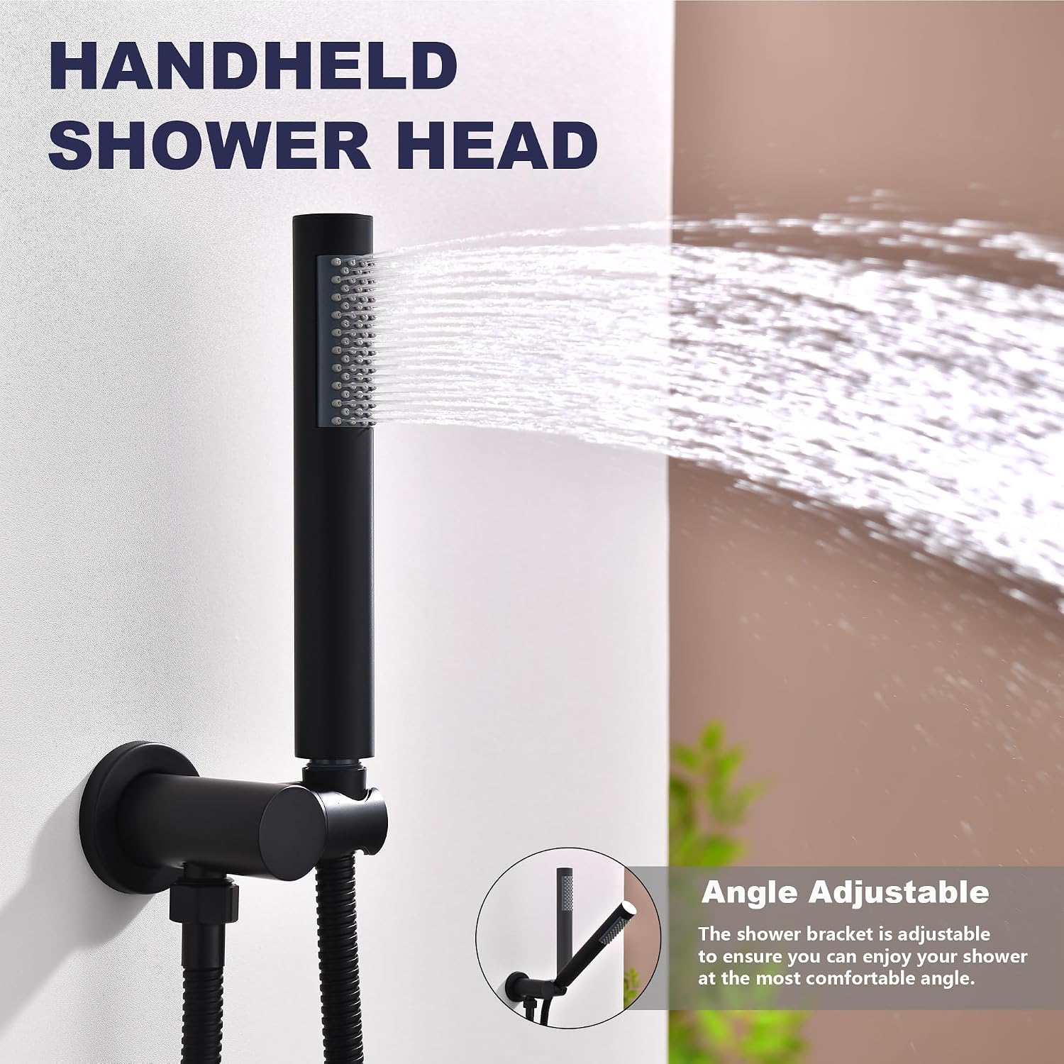 Shower System, Black Shower Faucet Set, 8' Rainfall Shower Head and Handheld Spray Combo, Round Shower Head and Handle Set with Valve and Trim Kit, Matte Black