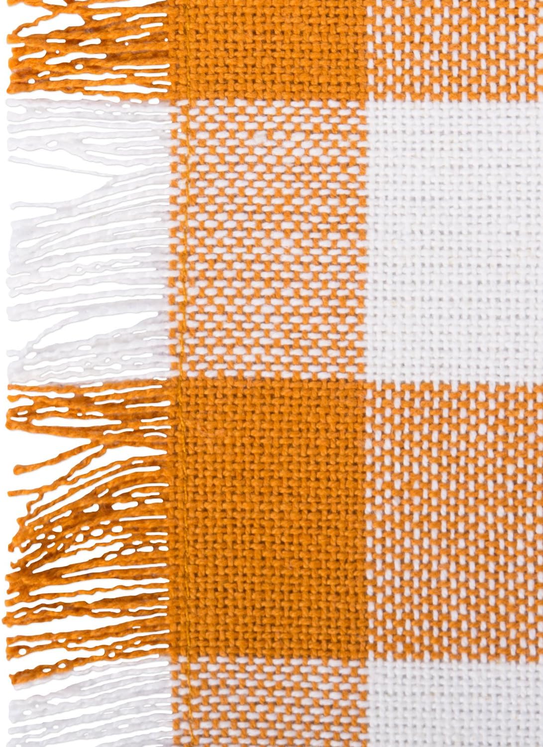 DII Heavyweight Fringed Check Tabletop Collection, Table Runner, 14x108, Pumpkin Spice (Pack of 12)