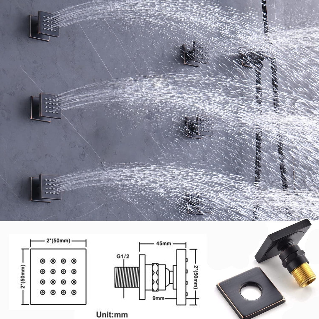 12'+8'+8' Triple Shower Heads Shower System Oil Rubbed Bronze Body Jets Shower Set with Handheld Sprayer and Temperature Display Valve,Full Body Shower System