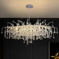 Modern Crystal Raindrop Chandelier, L40'' Silver Linear Rectangle Art Deco Tree Branch Lighting Fixture for Kitchen Island Living Room Foyer Staircase 10 Lights