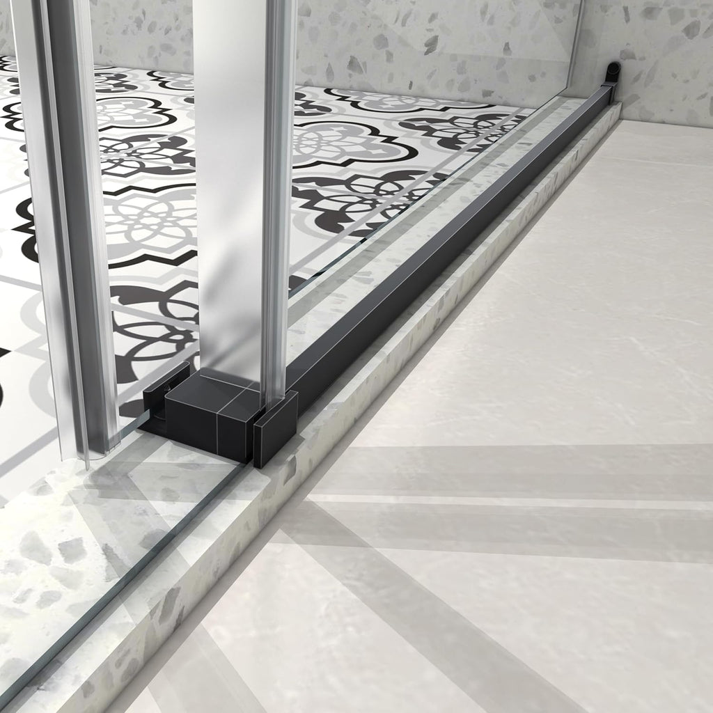 Favfurish Single Sliding Shower Door,55'-60' W x 63' H Frameless Shower Door with 5/16' (8mm) Thick SGCC Tempered Glass W/Adjustable Soft Closing,Bathroom Glass Door for Spa（Matte Black）