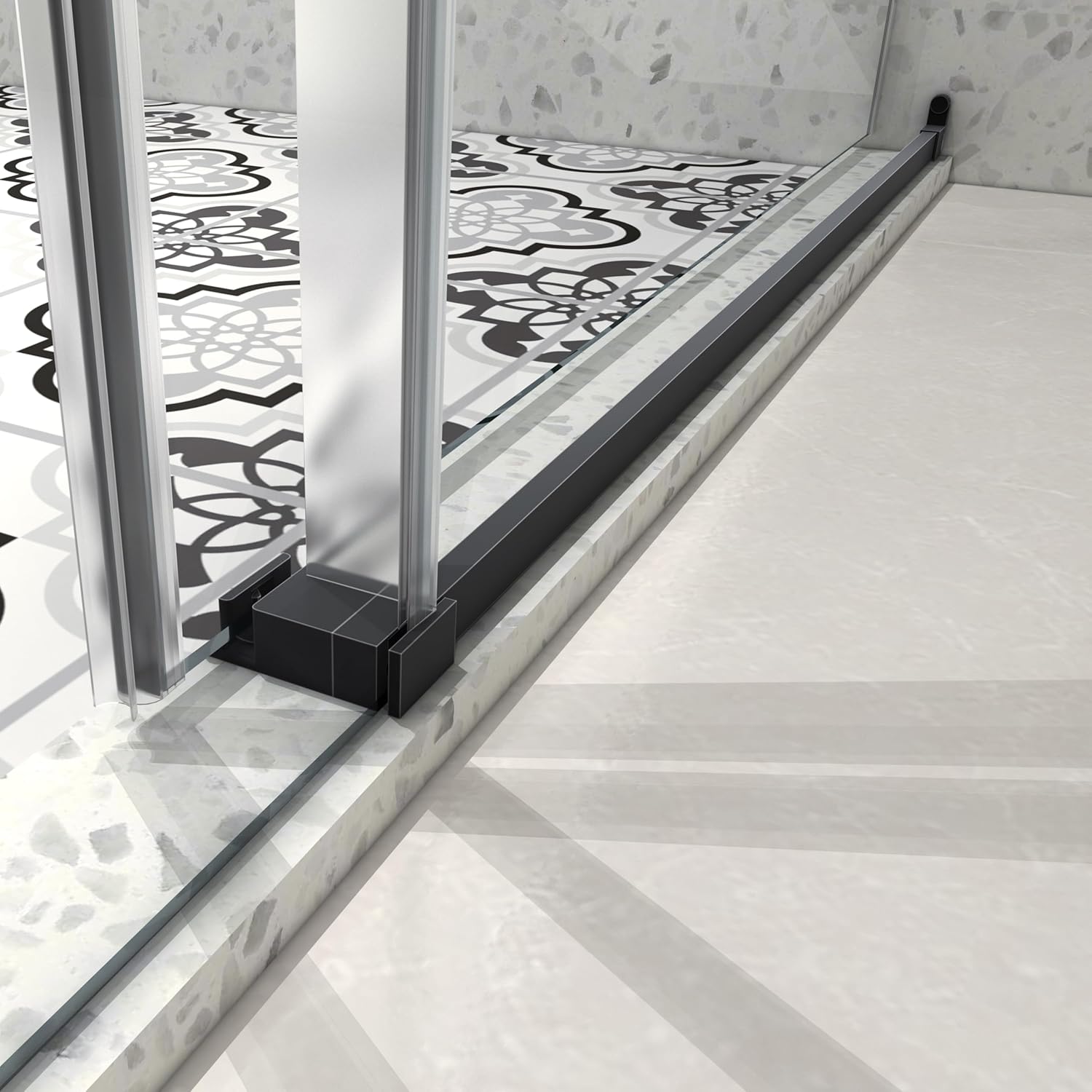 Favfurish Single Sliding Shower Door,55'-60' W x 63' H Frameless Shower Door with 5/16' (8mm) Thick SGCC Tempered Glass W/Adjustable Soft Closing,Bathroom Glass Door for Spa（Matte Black）
