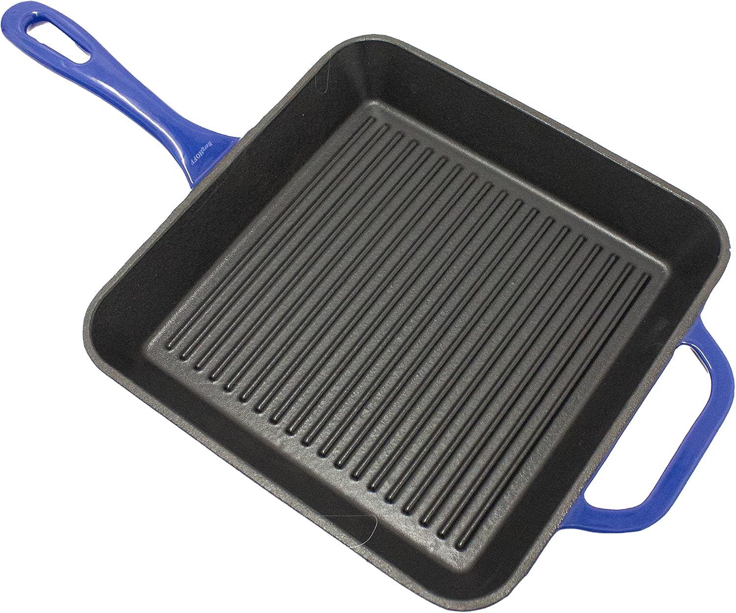 BergHOFF 2Pc Enameled Cast Iron 10' Fry Pan, 10' Grill Pan Set, Induction Cooktop Ready, Oven Safe Up to 400°F, Blue