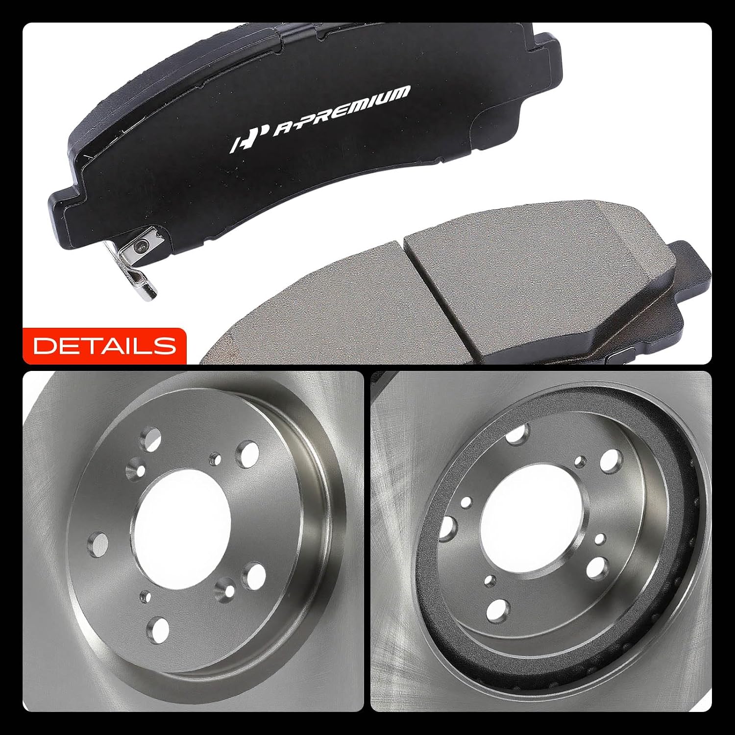 A-Premium 12.60 inch (320mm) Front Vented Disc Brake Rotors + Ceramic Pads Kit Compatible with Select Acura Models - TL 2009-2014, 3.5L 3.7L, 6-PC Set