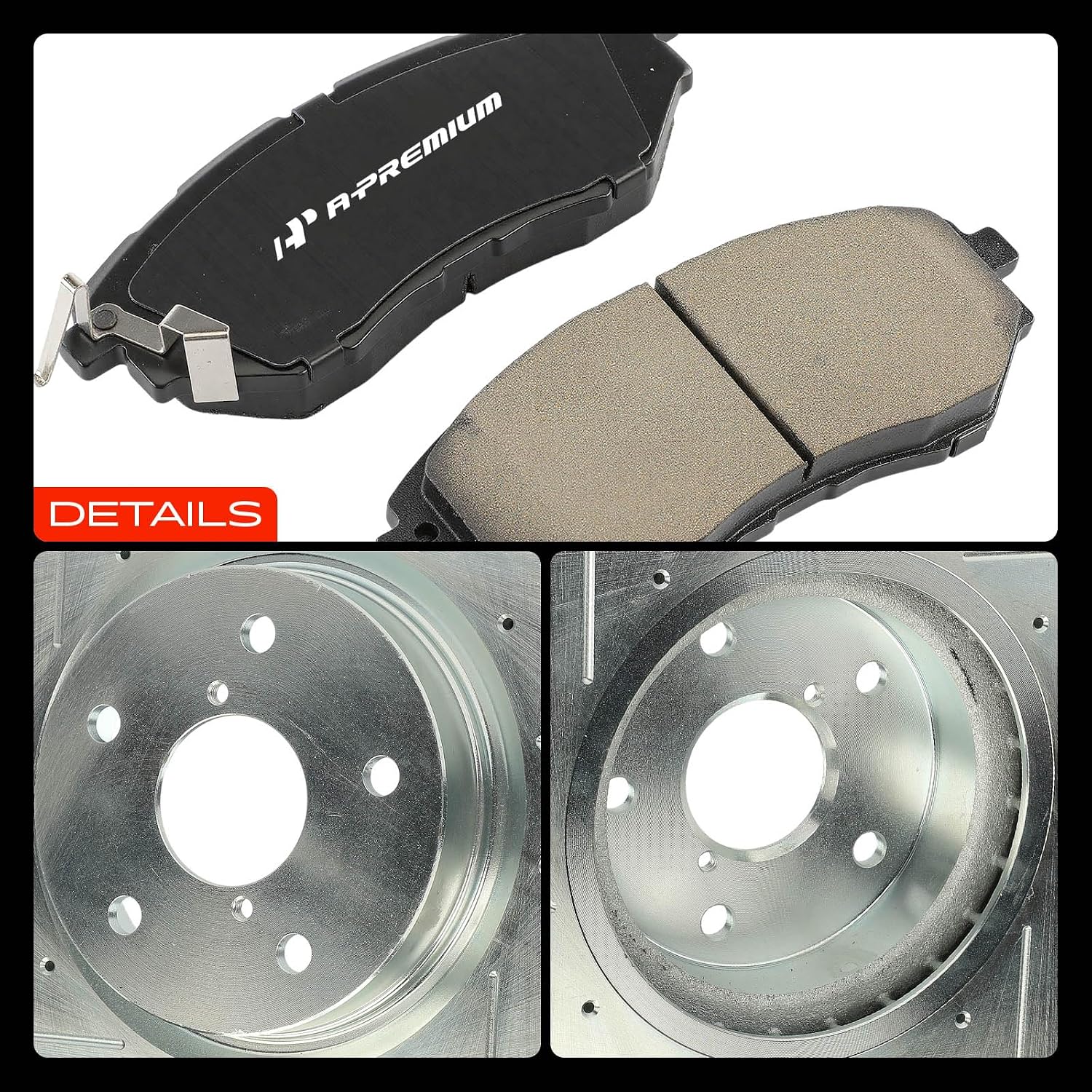 A-Premium 12.42 inch (315.5mm) Front Drilled and Slotted Disc Brake Rotors + Ceramic Pads Kit Compatible with Select Subaru Models - Outback 2015-2019, Legacy, Tribeca, B9 Tribeca, WRX, 6-PC Set
