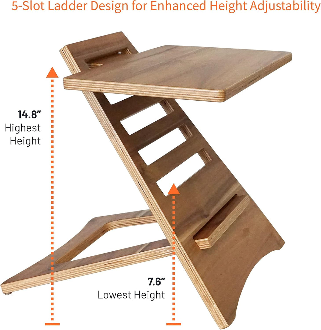 Victor DC150A High Rise Collection Acacia Wood Adjustable Laptop Stand, Brown, Portable, Fast Assembly, Perfect for Dorms/Bedrooms/Small Offices