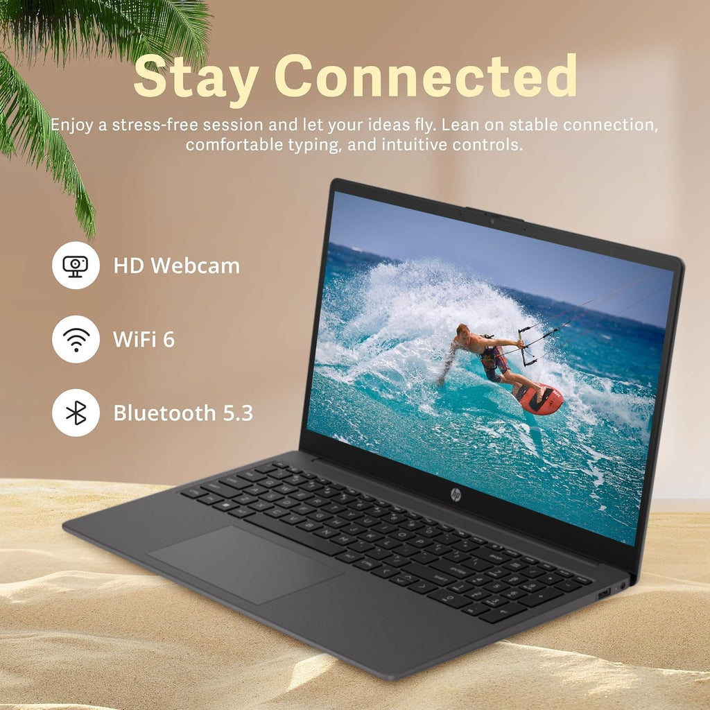 HP 255 G10 Business Laptop, 15.6' FHD Display, AMD Ryzen 5 7530U, 32GB RAM, 1TB PCIe SSD, Numeric Keypad, Webcam, HDMI, Wi-Fi 6, Windows 11 Pro, Grey