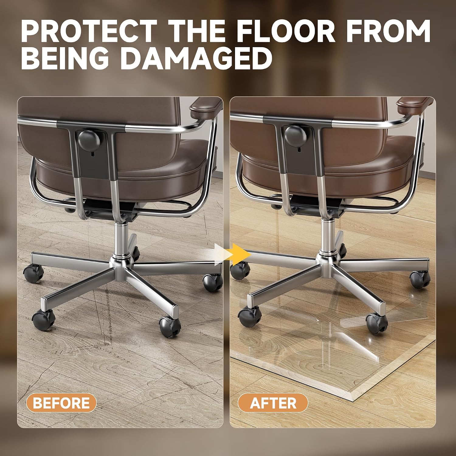 [Tempered Glass] 47' x 40' Beveled Edge Glass Chair Mat with Polished Edge Clear Office Chair Mat, Glides Smoothly, Suitable for Carpet or Hardwood Floors