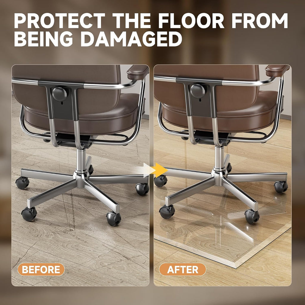 [Tempered Glass] 50' x 44' Beveled Edge Glass Chair Mat with Polished Edge Clear Office Chair Mat, Glides Smoothly, Suitable for Carpet or Hardwood Floors