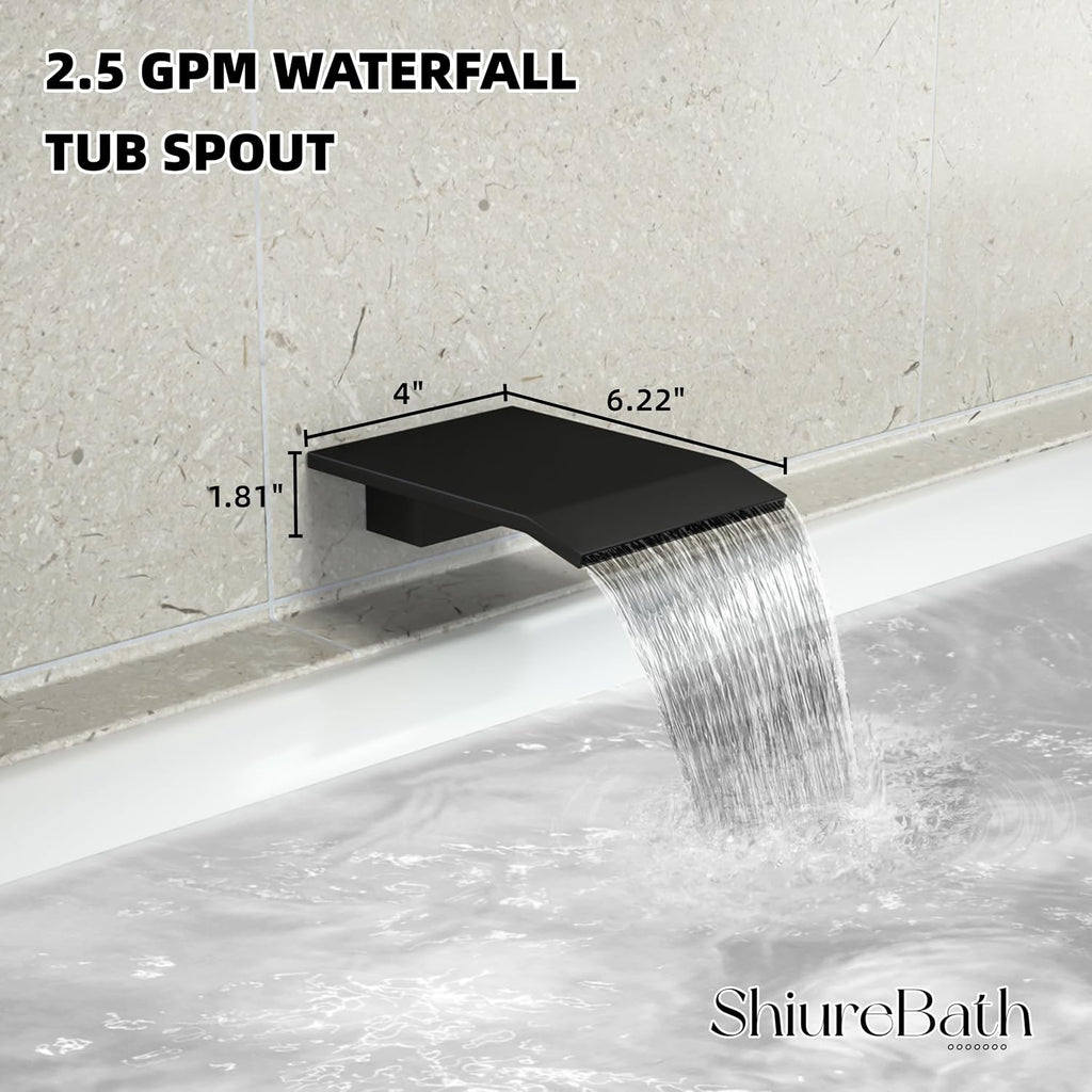 12 Inch Shower Faucet Set with Tub Spout Bathroom Shower System with 12 Inch Rain Shower head and Handheld Shower Head Set, Matte Black
