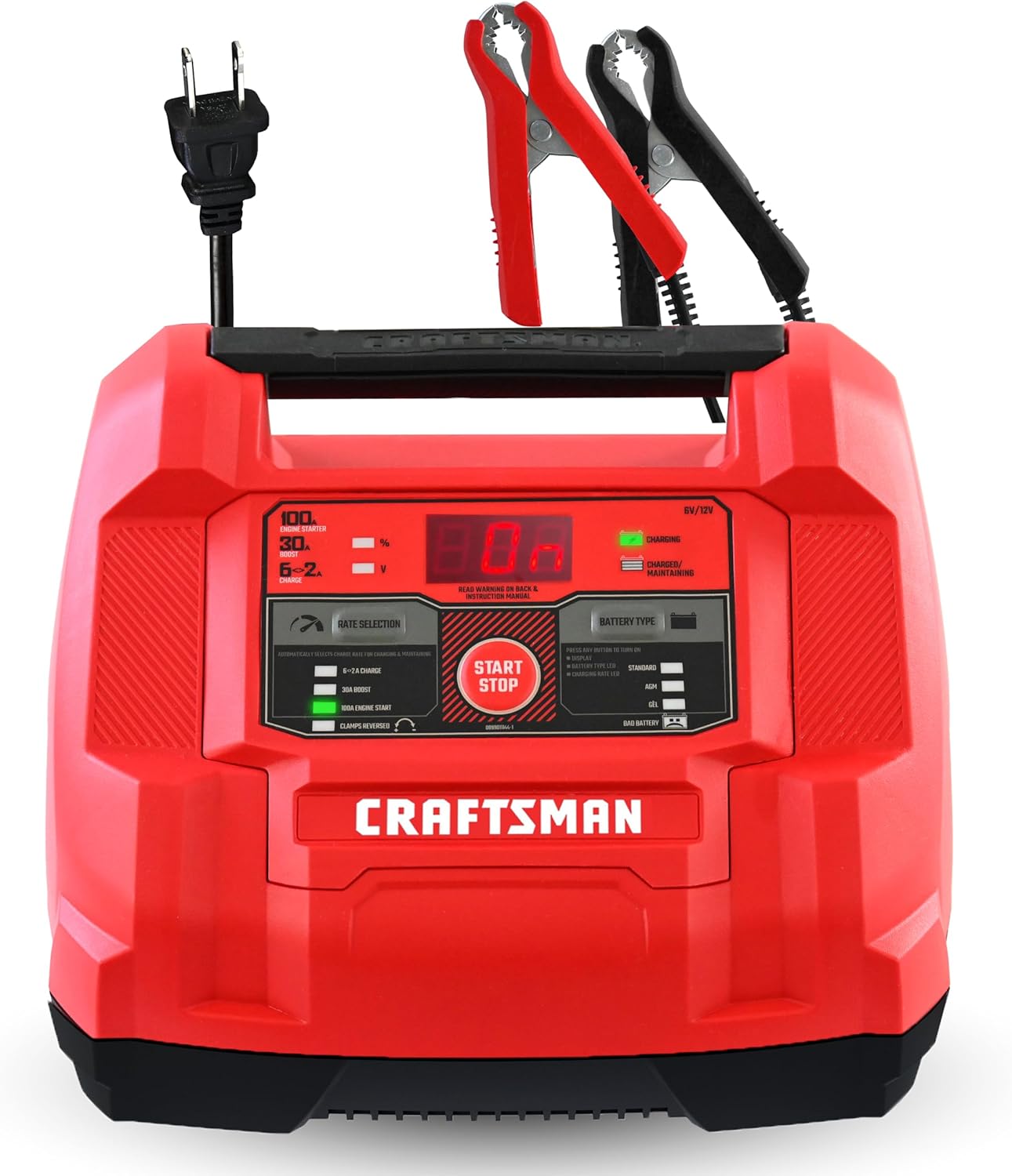 CRAFTSMAN 6A Car Battery Charger and 100A Engine Starter, 6-in-1 Solution, Battery Maintainer, 30A Boost, for 6V/12V Power Sport, Automotive, and Marine Batteries, CMXCESM253