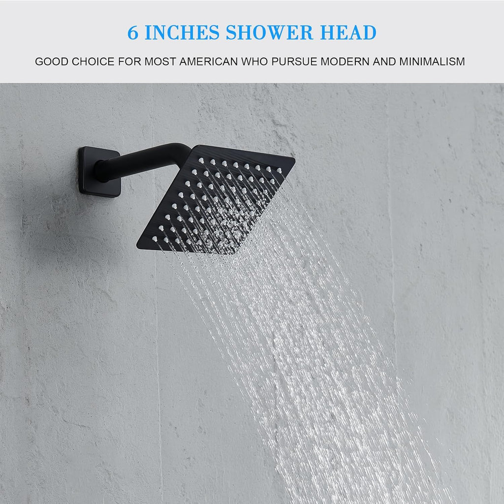Shower Faucet Set, Matte Black Shower System with Rain Shower and Handheld Bathroom Rainfall Ceiling 12 Inch Shower Set with Valve