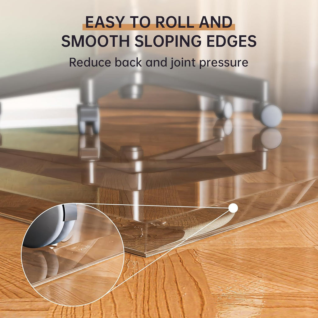 48'x36' Beveled Edge Tempered Glass Chair Mat, 5MM Thick, 1000Lbs Weight Capacity, Clear Ultra-Smooth, Suitable for Hardwood Floors & Carpet, Anti-Scratch Anti-Yellow, Home Office Use