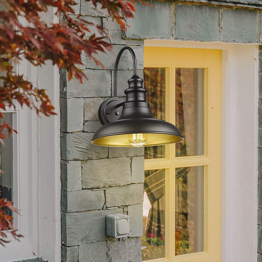 Dusk to Dawn Sensor Outdoor Barn Light Fixtures Outdoor Wall Sconces Farmhouse Wall Mount Lights Exterior Light Fixture Black Finish Industrial Wall Lantern for Porch, Entryways, 4 Pack