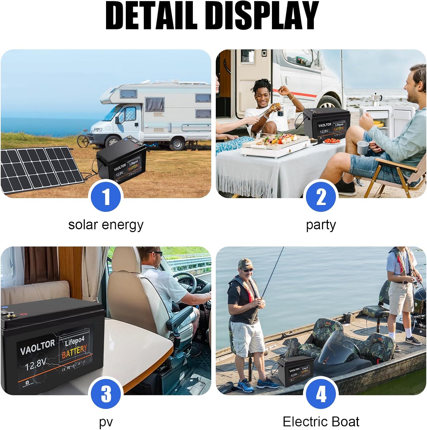 12V 300Ah LiFePO4 Lithium Battery, 6000-15000 Cycles, Built-in 200A BMS, 3840Wh LiFePO4 Battery, 10-year Lifespan for RV, Boat, Trolling motor, Lawn Mower, Camping, Off-Grid