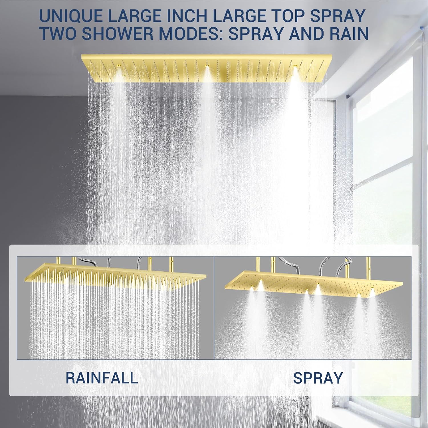 32' Luxury Thermostatic Full Body Shower System with 32-Inch Mist & Rainfall Shower Head & 6 Body Jets, Handheld, JetsBath Brushed Gold Two Person Shower Faucet Set, Smart Shower System for Couples