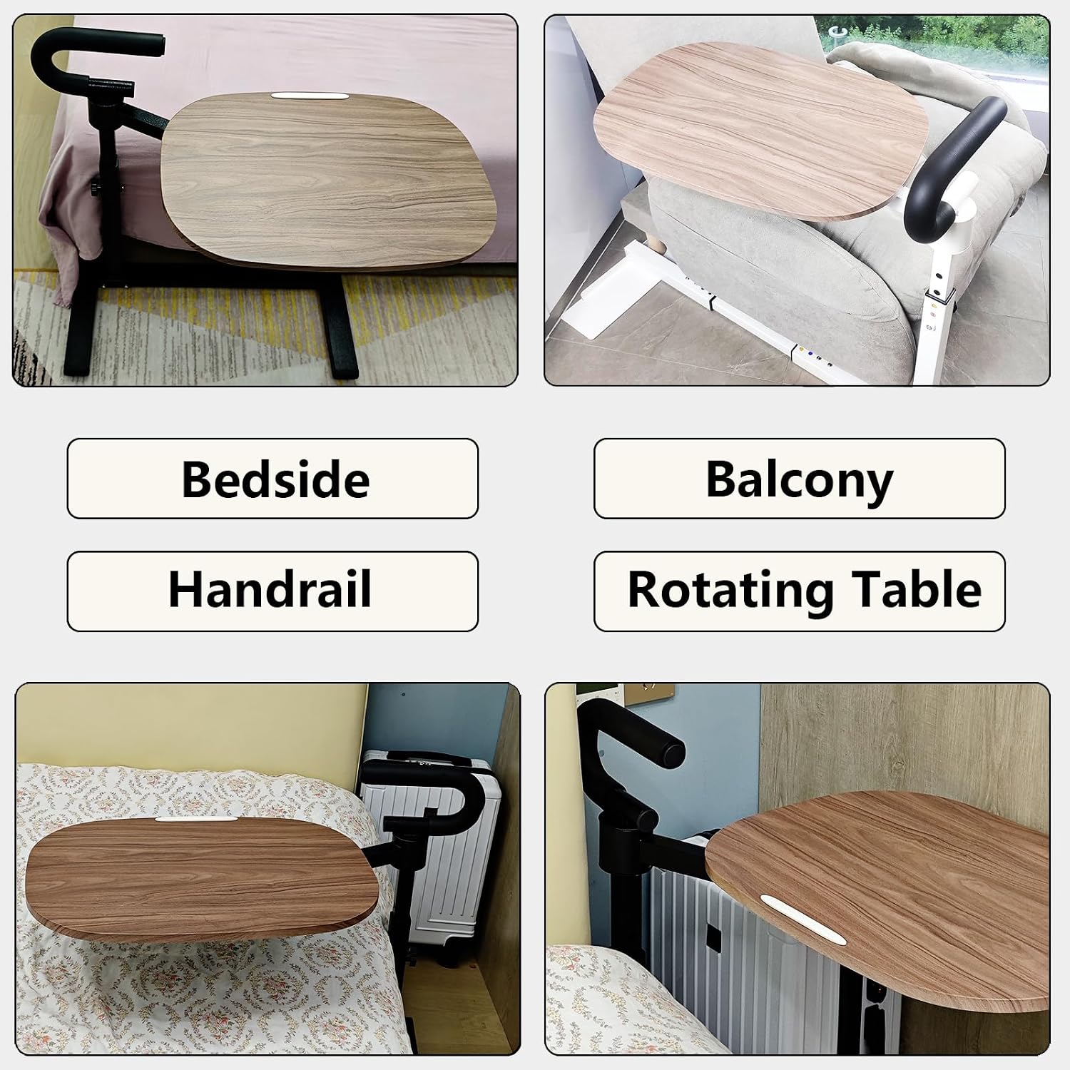 Auxiliary Standing Tray Table, Black Roller Sliding 360° Sofa Rotating and Height Adjustable Rotating TV and Laptop Table, Ergonomic Auxiliary Safety Standing Handle, aid Independent Living