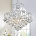 WUZUPS Crystal Chandelier Pendant Flushmount Ceiling Light Modern Lighting Fixture for Bedroom Hallway Bar Kitchen Bathroom, H 17.3' x W 18.9', Silver, E12 Base