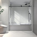 Favfurish Single Sliding Shower Door,55'-60' W x 63' H Frameless Shower Door with 5/16' (8mm) Thick SGCC Tempered Glass W/Adjustable Soft Closing,Bathroom Glass Door for Spa（Matte Black）