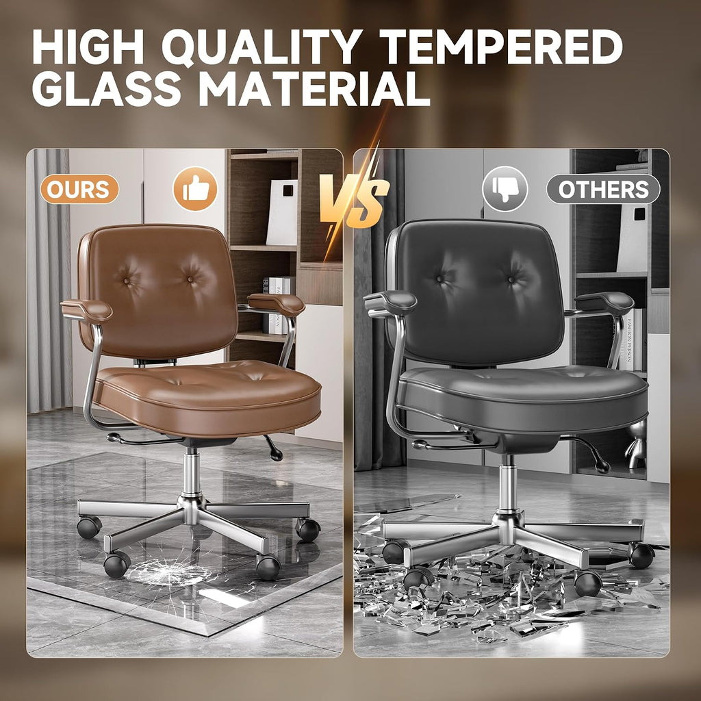 [Tempered Glass] 47' x 40' Beveled Edge Glass Chair Mat with Polished Edge Clear Office Chair Mat, Glides Smoothly, Suitable for Carpet or Hardwood Floors
